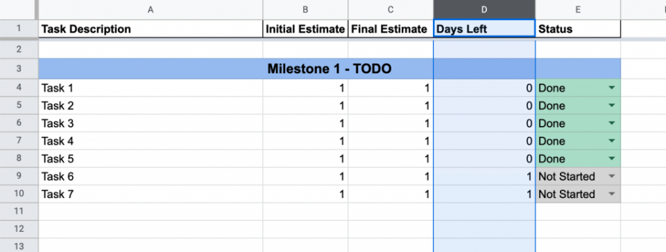 Day lest hidden column